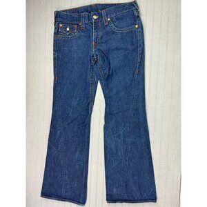 True Religion Size 33x33 Womens Jeans Big Rig Stone Tint Flare Dark Wash